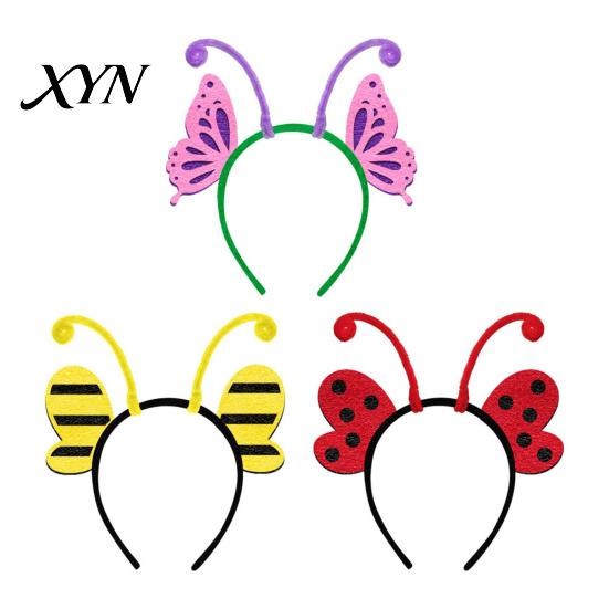 Thin Hairband for Running Insect Wing And Antenna Headband, Cute Butterfly Bee Ladybug Bendable Tentacle Hair Accessory Felt Headpiece Halloween