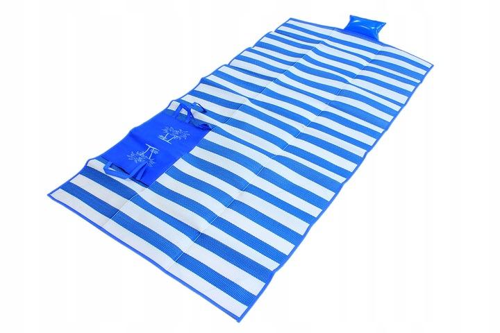 Mata Na Plażę Plażowa Składana Koc Torba Poduszka Piknik Niebieska Ag366