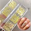 Gold Hollow Star Rivet Nail Art Stickers - Wearable Metal Nail Decorations