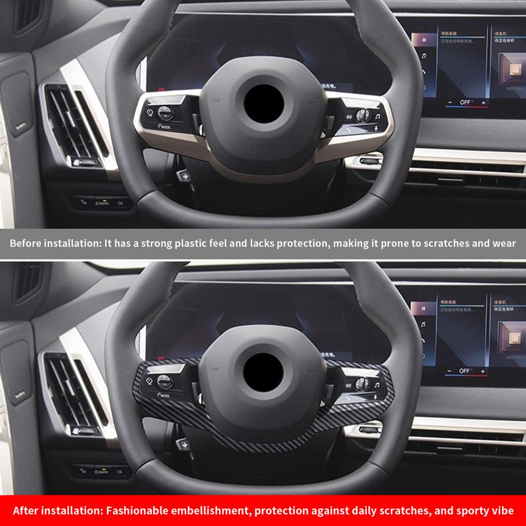 For BMW iX 2025-2025 ASB Carbon Fiber Interior Steering Wheel Switch Trims Stylish Car Interior Accessories
