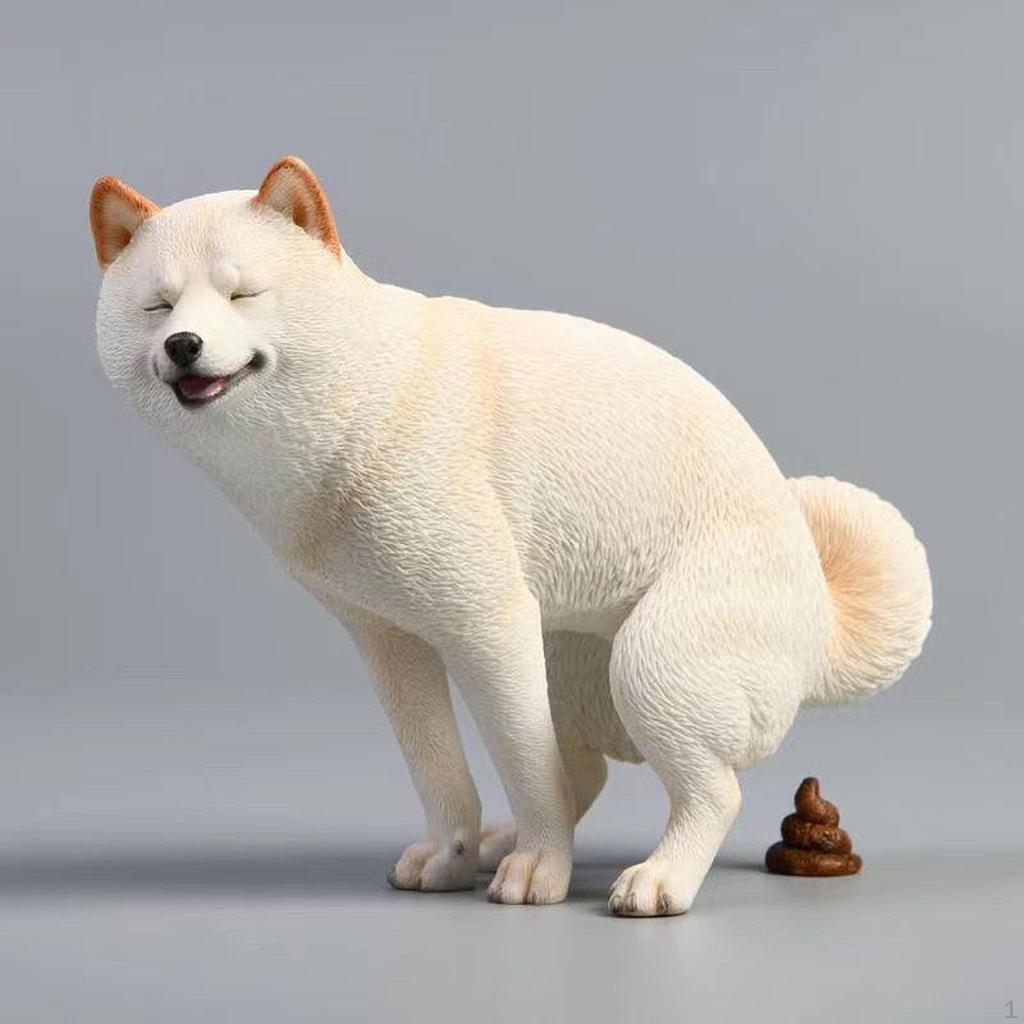 Figura de Perro Escultura de Animal Decoración de Salpicadero de Coche Estatua de Shiba Inu para Dormitorio