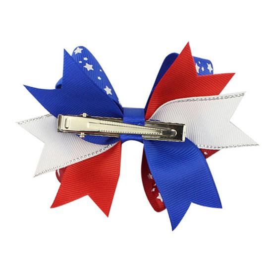 Kids Star Stripe US Flag Bowknot Hairpin Hair Clip Independence Day Party Prop