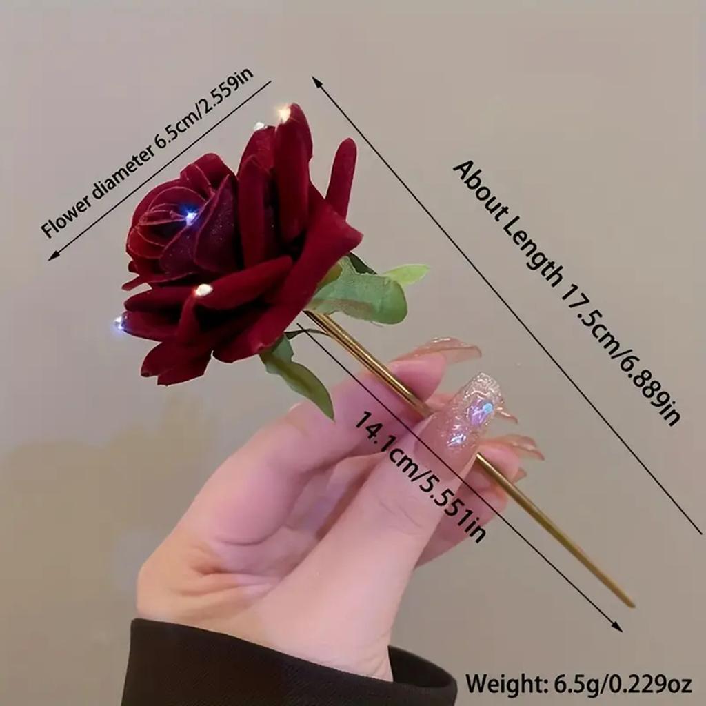 Temperament: Water Diamond, Red Rose, Pan Hairpin, Women's Simple New Hairpin,Elegant Ancient Style Hair Accessories