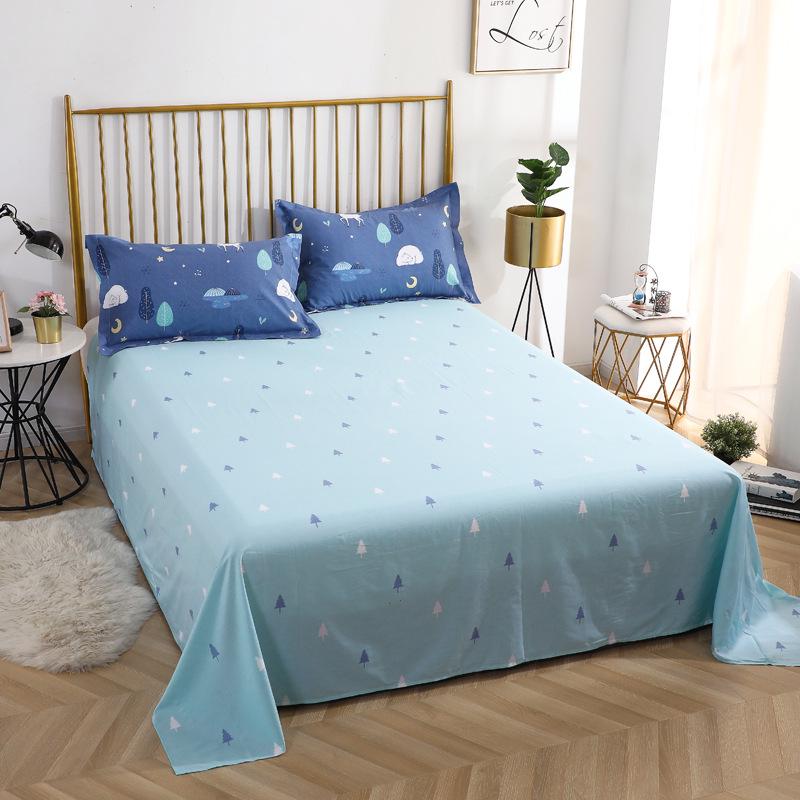 Simple Cotton Bed Sheet for Double Bed - Suitable for Summer & Student Dormitory, 40 Count, All Seasons