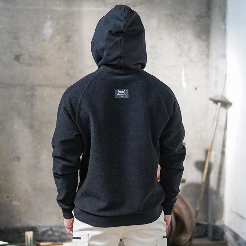 Autumn and Winter New Solid Color Fleece Sweater Men's Tide Brand Large Size Pullover Hoodie Outdoor Warm Top Trendy