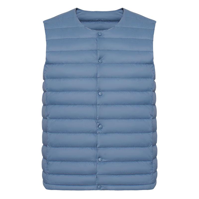 Men's 90% Down Solid Color V-Neck/Round Neck Vest Plus Size Jacket