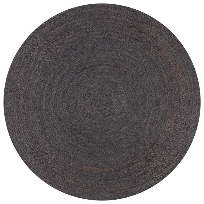 VidaXL Tapis fait à la main Jute Rond 120 cm Gris foncé 133666