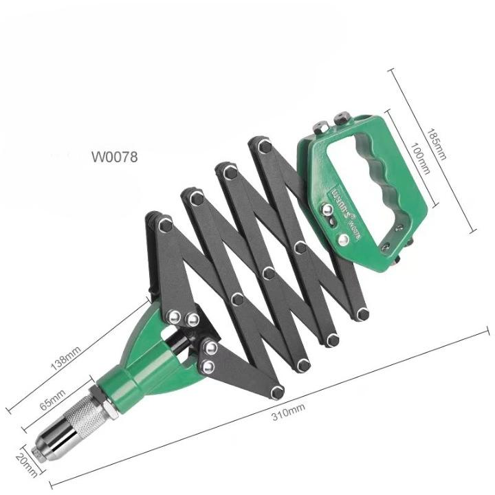 Manual Rivet Gun Set with 16 Sizes of Rivet Heads, Heavy-duty One-handed Rivet Gun Tool for Metal, Plastic and Leather