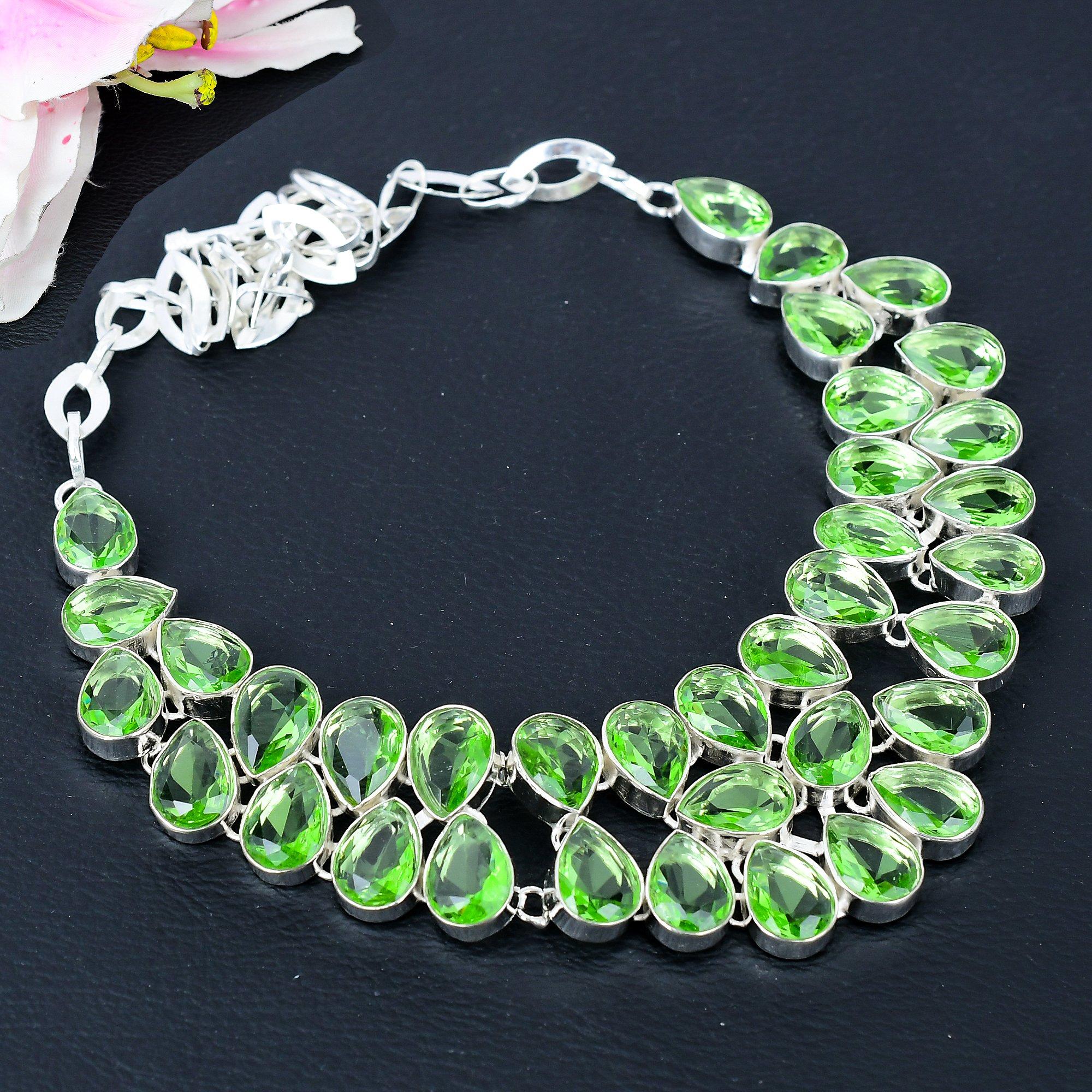 

Peridot Gemstone Handmade 925 Sterling Silver Jewelry Necklace 18 KG-414