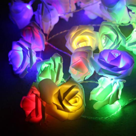 Yousheng LED Rose Flower String Light Realistic Looking Battery-Powered Valentine's Day LED String Lamp Hanging Decoration