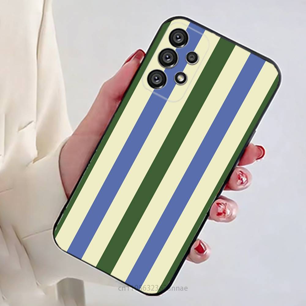 Colorful Striped Minimalist INS Couple Phone Case For Samsung Galaxy A13,21s,22,31,32,52,53,71,80,A91 Soft Black Shell