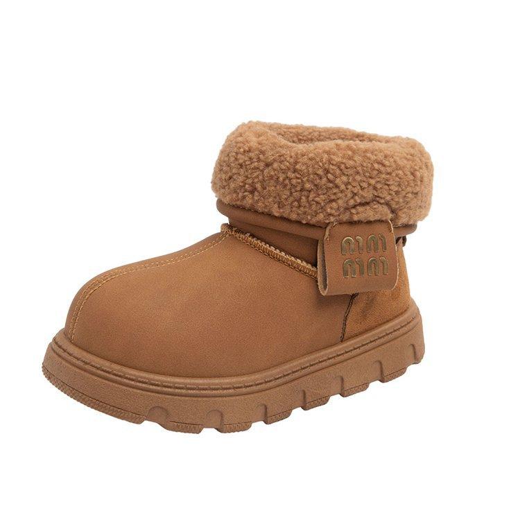 

Девочки зимние сапоги 2025 зима новые девочки теплые хлопковые сапоги бархатные хлопковые туфли дети отворачиваются Северо-восток зимняя обувь тренд 37 темно-коричневого