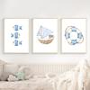 Sailboat Lighthouse Fish Nautical Nursery Wall Art Canvas Painting Nordic Posters And Prints Wall Pictures Baby Kids Room Decor