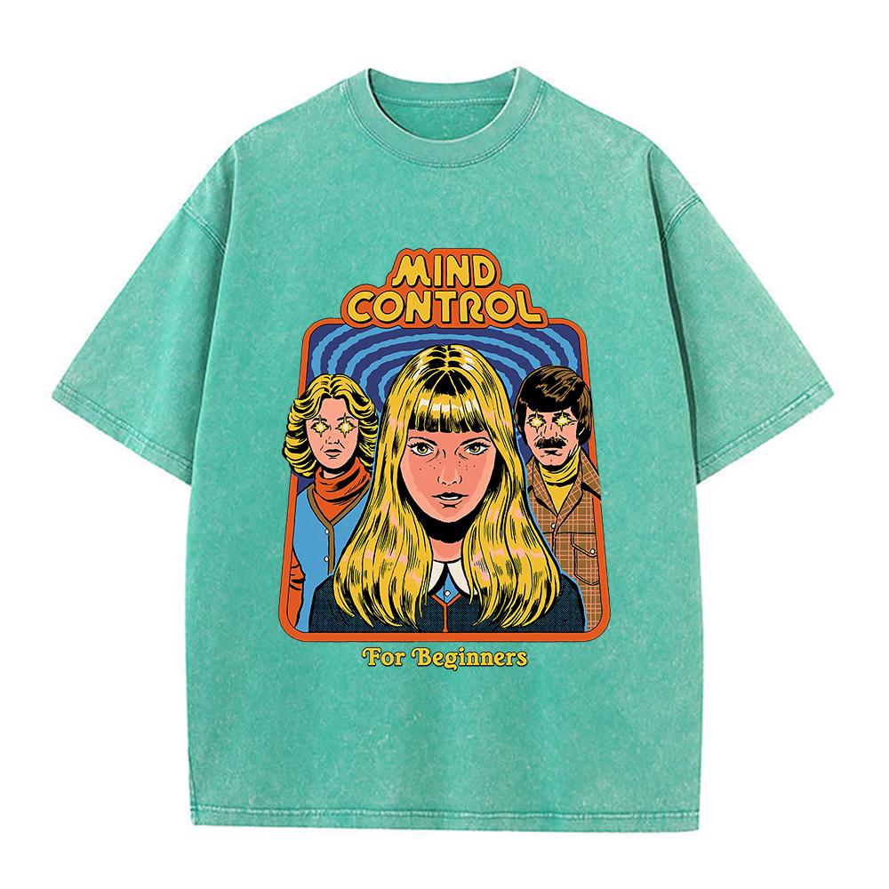 

Mind Control For Beginners, стираная ретро-футболка для мужчин, повседневная футболка большого размера, высококачественная хлопковая футболка с коротким рукавом 3XL