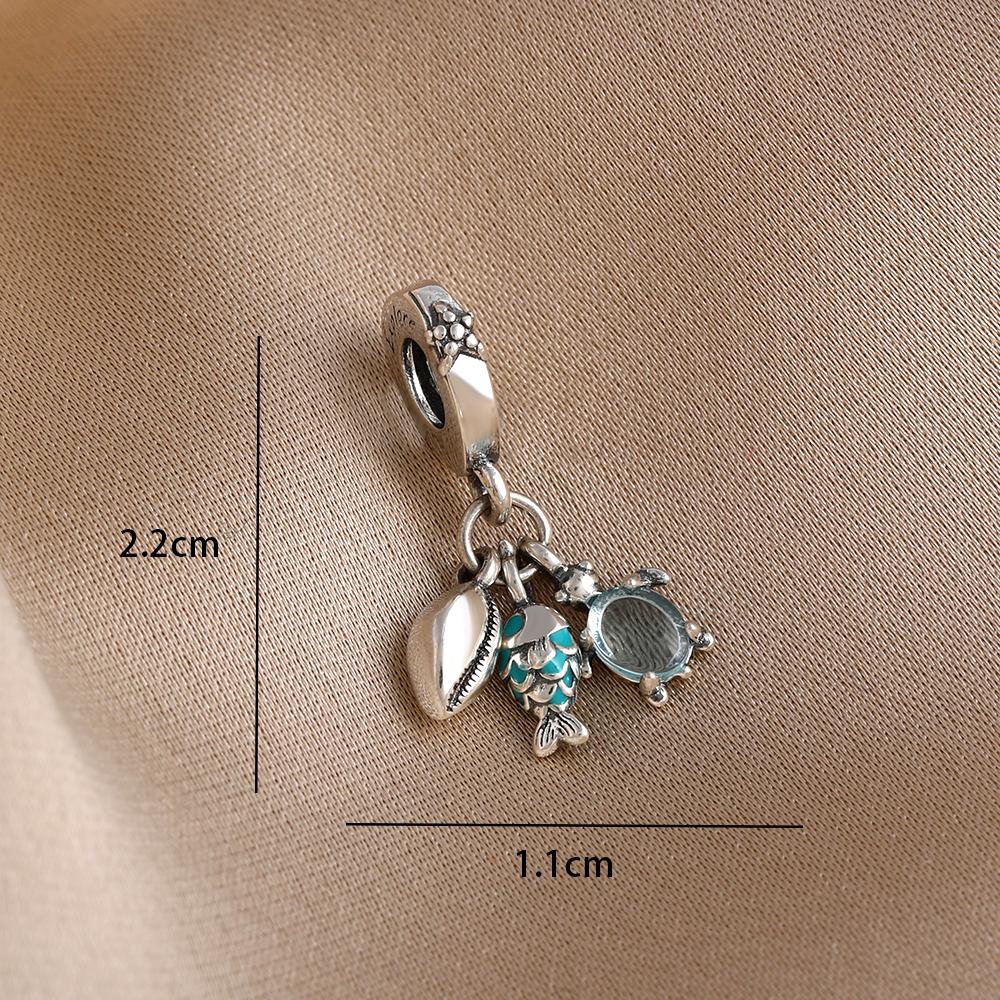 Blue 925 Silver Dolphin Octopus Turtle Swallow Pendant Bead, Suitable for European Bracelet DIY Women's Jewelry Accessories