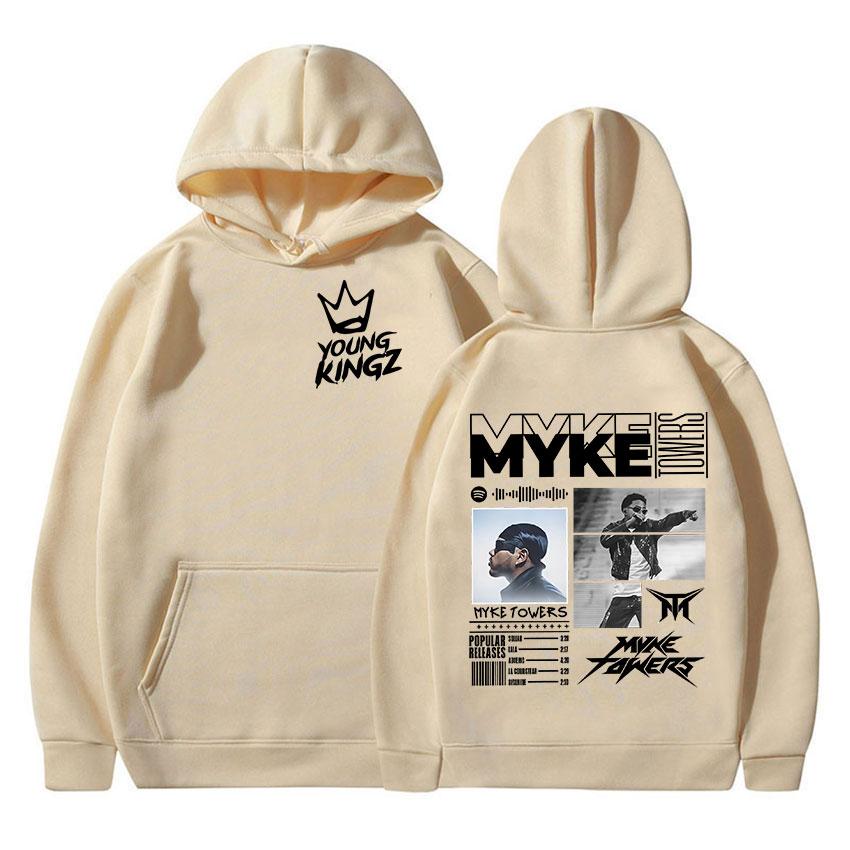 Rapper Myke Towers World Tour 2025 Graphic Hoodie Men's Vintage Long Sleeve Oversized Sweatshirt Fashion Hip Hop Clothing Hooded