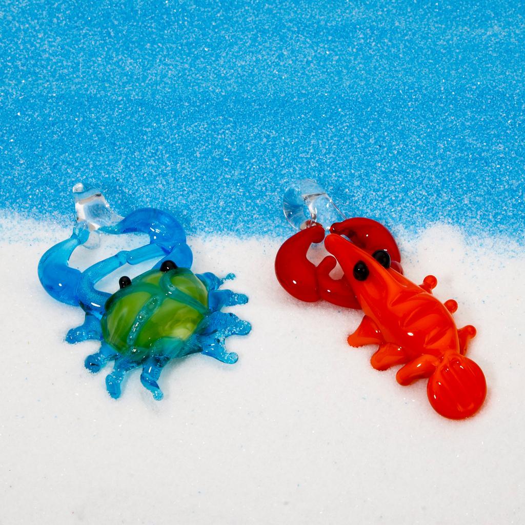 3D Lampwork Glass Lobster Crab Pendant Charms For DIY Necklace Jewelry Making Miniature Figurine Ornaments Aquarium Decor, 1 Pc