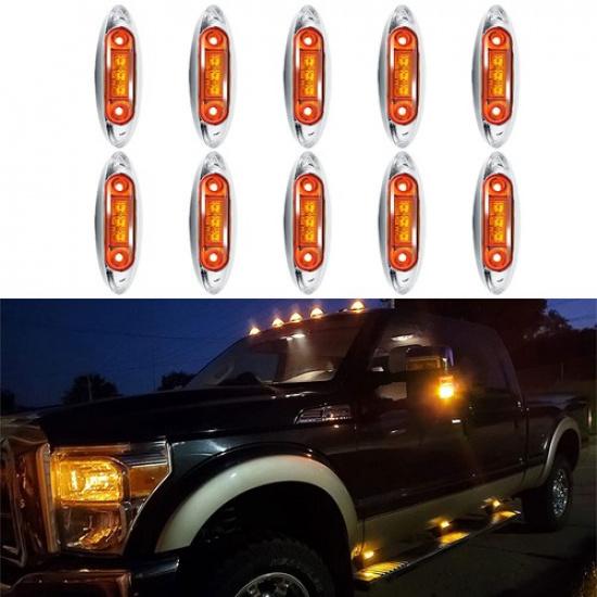 10Pcs Amber Clearance Side LED Marker Light Car For Truck Trailer Pickup 12V 24V