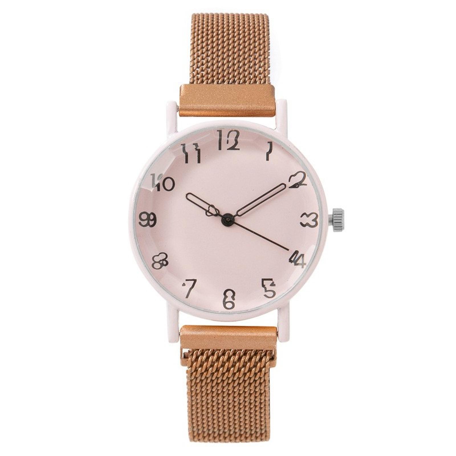 

Женские модные кожаные часы One Size розового золота