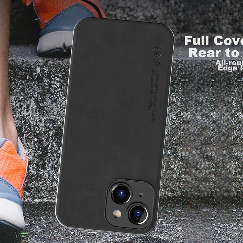 HotFire IPhone 15 Plus Case, Upgraded Skin-Like Matte Lens Full Protection Silicone Cover - Midnight Black