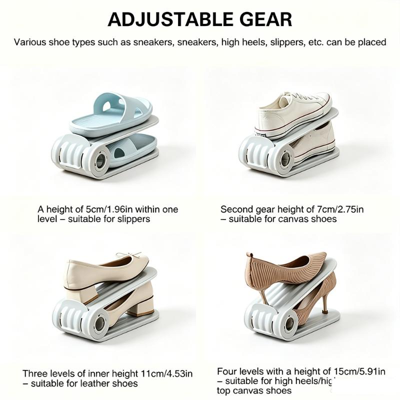 Adjustable Plastic Double Layer Shoe Rack Space Saver Shoe Organizer for Entryway Closet Apartment Small Space