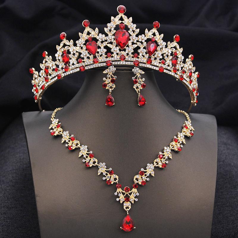 Opal Blue Tiaras Sets Bridal Jewelry Set for Princess Wedding Crown and necklace earring Prom Birthday Dress Costume Accessories