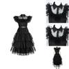 Wednesday Addams Kids Dress Cosplay Costume Party A-shaped Tiered Skirt
