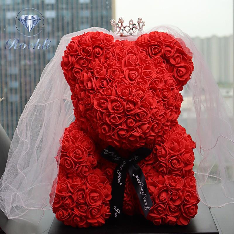 Eternal Flower Crown & Veil: Rose Bear Gift Box for Birthdays, Valentine's, Qixi, & Christmas