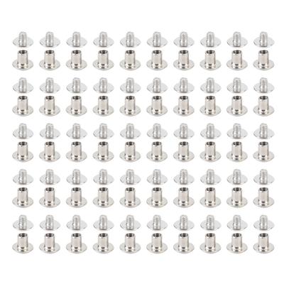 50 Satz Flachkopfniete Edelstahl M4 5x6x9,5mm Bindepfostenschrauben-Set für Lederarbeiten