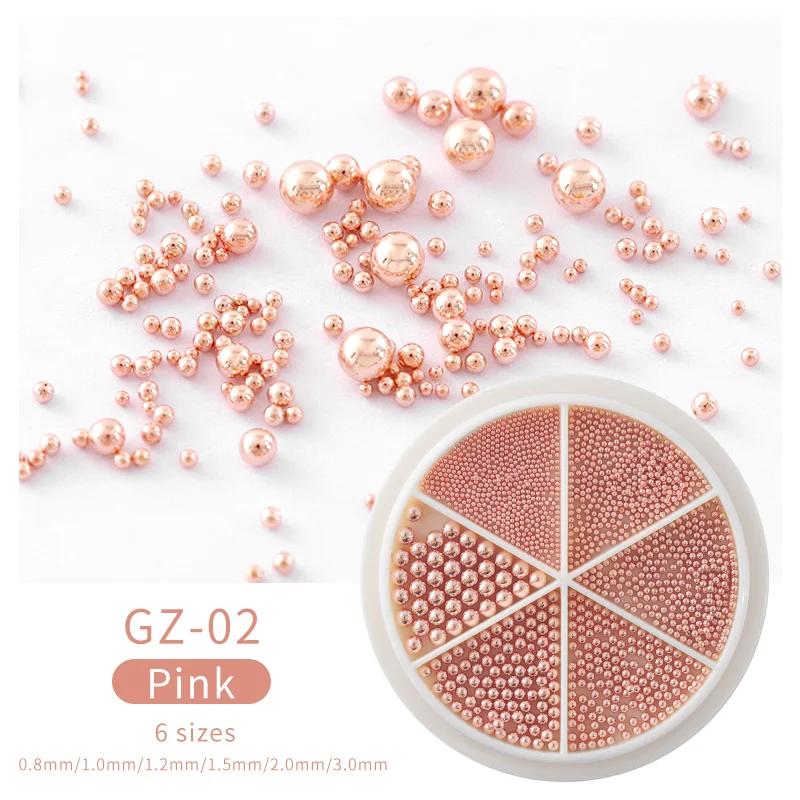 1 Box Mini Small Stainless Steel Caviar Beads Nail Art Decorations Silver Rose Gold Micro Ball Charm Gel Polish Tips
