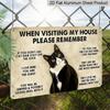 2D Flat 1pc "Cat House Rules" Funny Sign Decorative Sign & Plague - Aluminum Wall Decor - 11.8*7.9in | Perfect for Home & Yard Decor, Ideal Gift for