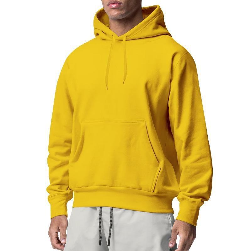 Mens Solid Fleece Hooded Sweatshirt Casual Loose Sports Long Sleeve Pullover