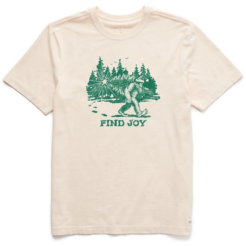 Life Is Good. Men's Find Joy Sasquatch Short Sleeve Crusher Tee, Putty White