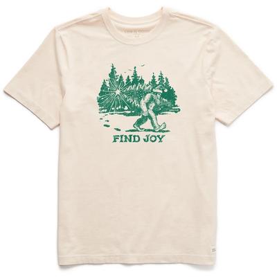 Life Is Good. Men's Find Joy Sasquatch Short Sleeve Crusher Tee, Putty White