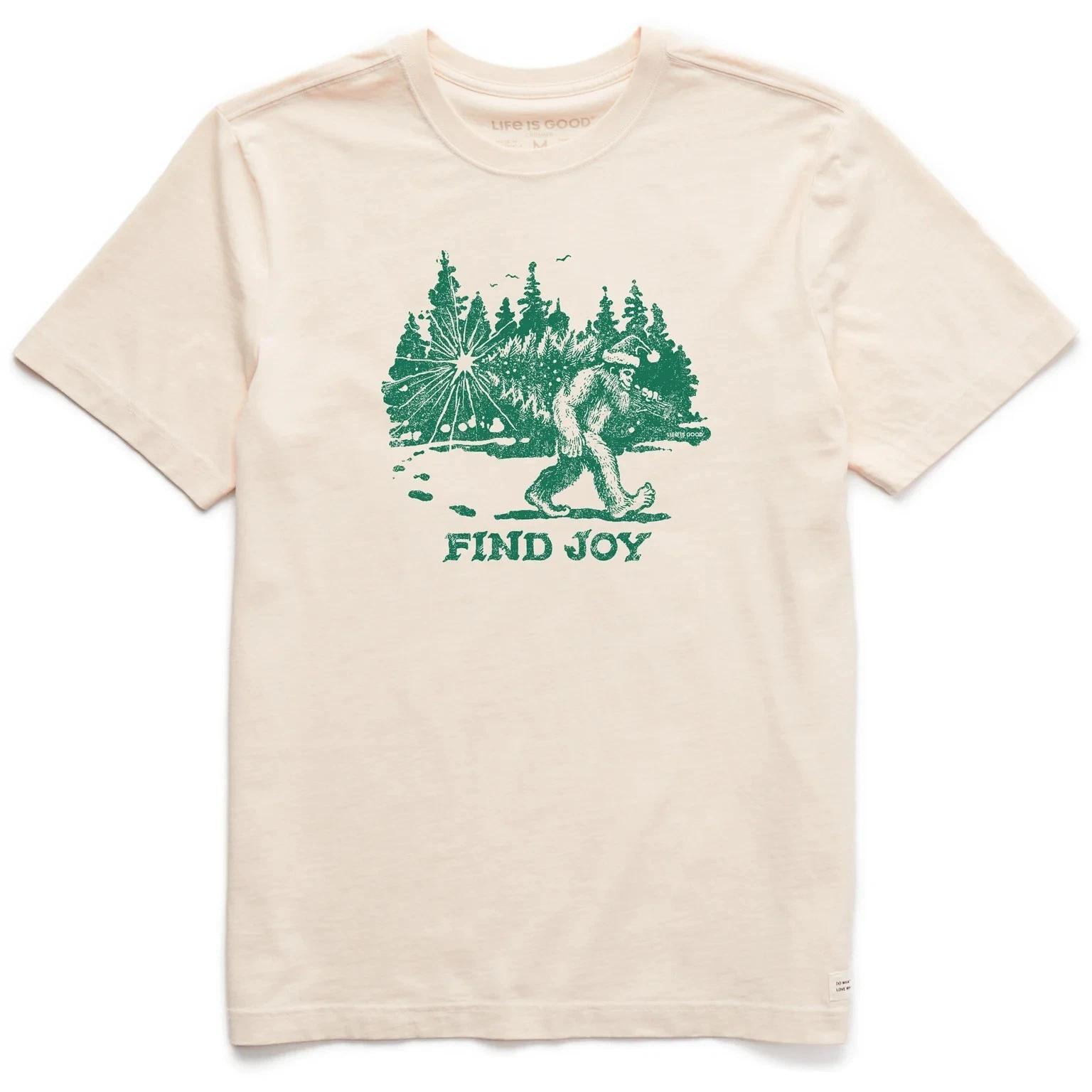 Life is Good. Men s Find Joy Sasquatch Short Sleeve Crusher Tee, Putty White M