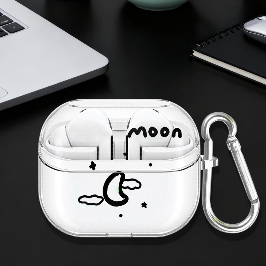 Case For Samsung Galaxy Buds 2Pro 4 Pro 2 3 FE 3Pro 4Pro Live Clear Earphone Cases Cover With Hook Cartoon Moon Sun