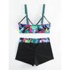 Contrast Color Bikini Set Women Printed Swimsuit High Waisted Bow Two-Piece Swimwear Bathing New Fashion Female Beachwear
