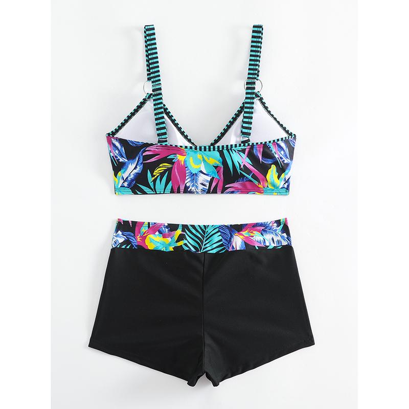 Contrast Color Bikini Set Women Printed Swimsuit High Waisted Bow Two-Piece Swimwear Bathing New Fashion Female Beachwear