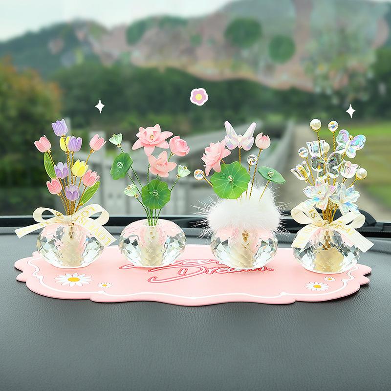 Crystal Lucky Fruit Car Decoration Set - Creative Car Interior Decor Item - Car Central Console Decoration Matching