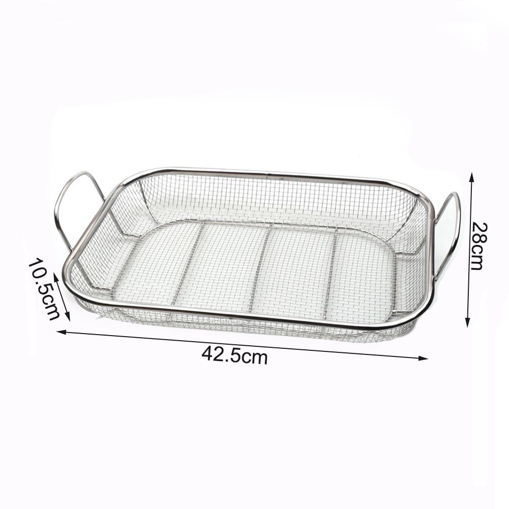 Basket For BBQ, Fruits Veggies With Handle Stainless Steel Square Multifunctional Basket 42.5*28*10.5cm For Kitchen And Barbecue