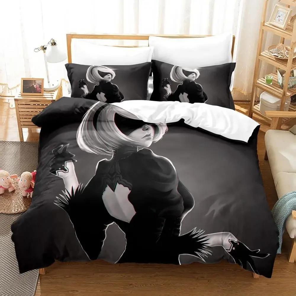 Nier Automata Bedding Set Single Twin Full Queen King Size Bed Set Adult Kid Bedroom Duvet Cover Sets 3D Anime Bed Sheet Set