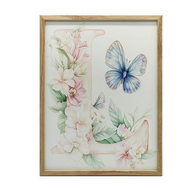 Letter Poster "L" With Flowers And Butterfly Letter Poster "L" With Flowers And Butterfly, 40X50 Cm, Frameless, Matte Paper 230 Gsm