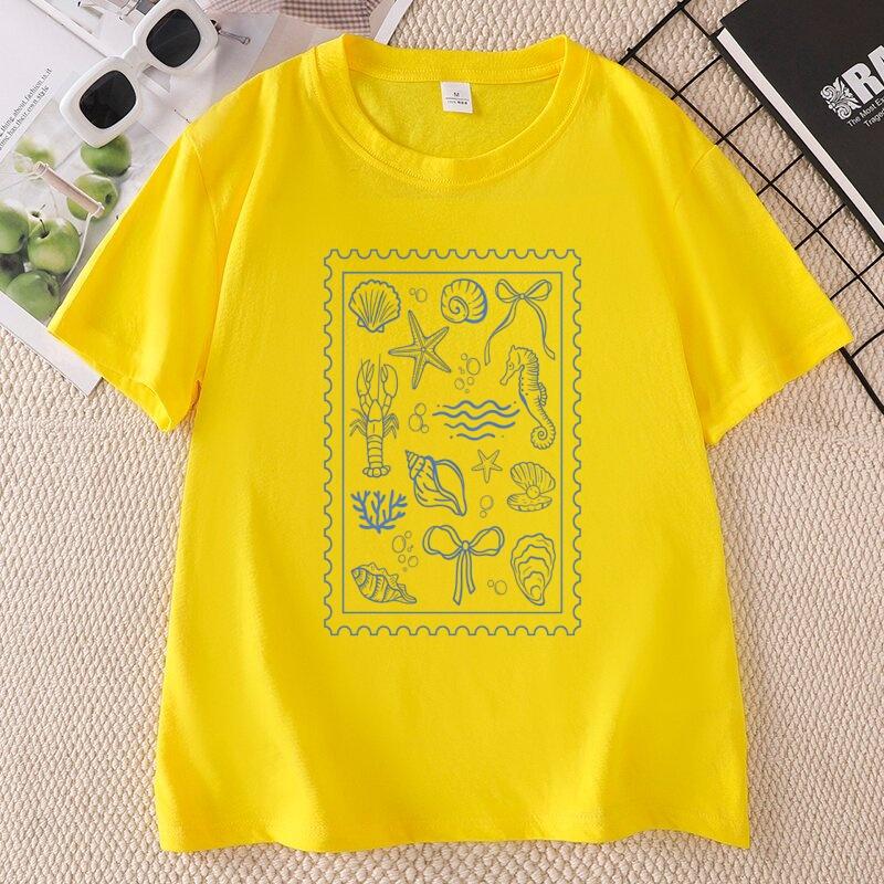 Coquette Seashell T Shirt Coastal Summer Tee Beachy Shell Swim Crewneck TShirt Trendy Shellfish Ocean Bow Tshirt Unisex Clothing