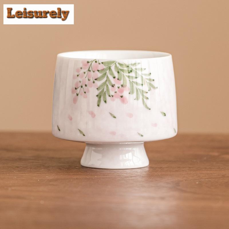 2pc/set Hand Drawn Wisteria Flower Teacup Personal High Foot Cup Teacup Female Master Beauty Mug Tasting Cup Kung Fu Teaset 50ml