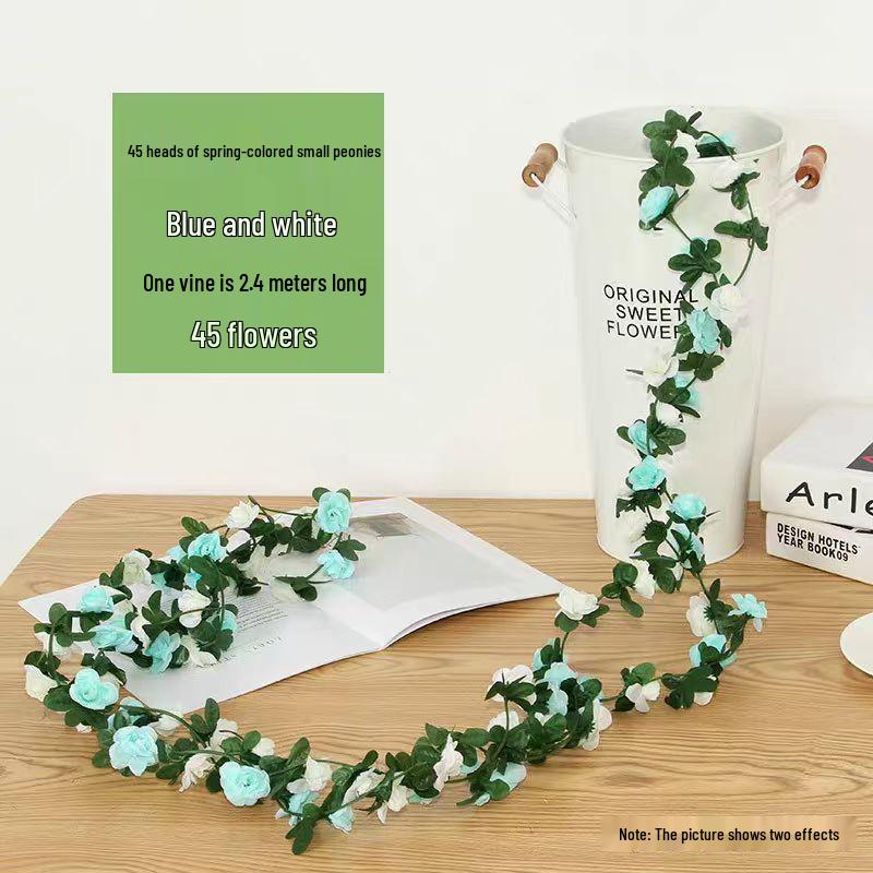 Artificial Rose Vine for Air Conditioning Pipe and Staircase Decoration