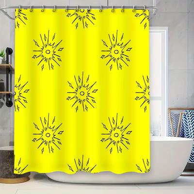 Buntfarbenes Sunburst Duschvorhang-Set Moderne Badezimmerdekoration für Badezimmer Küchen Perfekte Geschenkidee (Gelb)