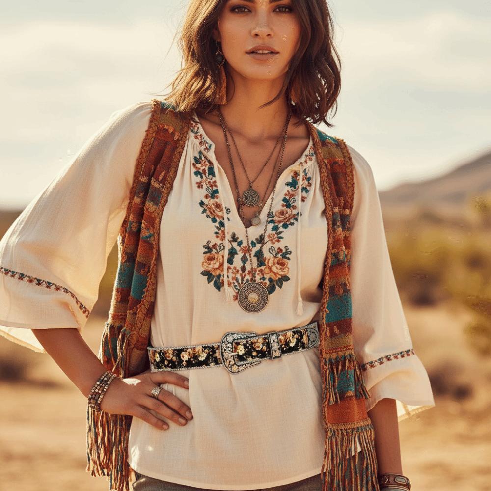 High-end Bohemian Style Floral Jeans Belts Border Bead Vintage Carved Metal Buckle Belt Girdle Y2k Waistband Women's Accessories
