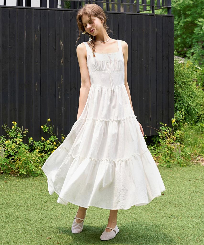 SLOWLOLLI Ribbon Shirring Sleeveless Dress_5 Colors
