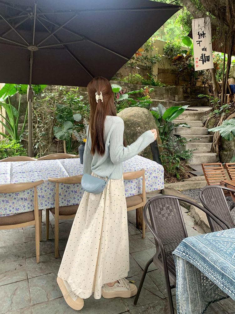 2026 Spring/Summer Polka Dot A-line Skirt for Women - Slimming & Versatile Hip-Covering for Early Autumn Casual Wear