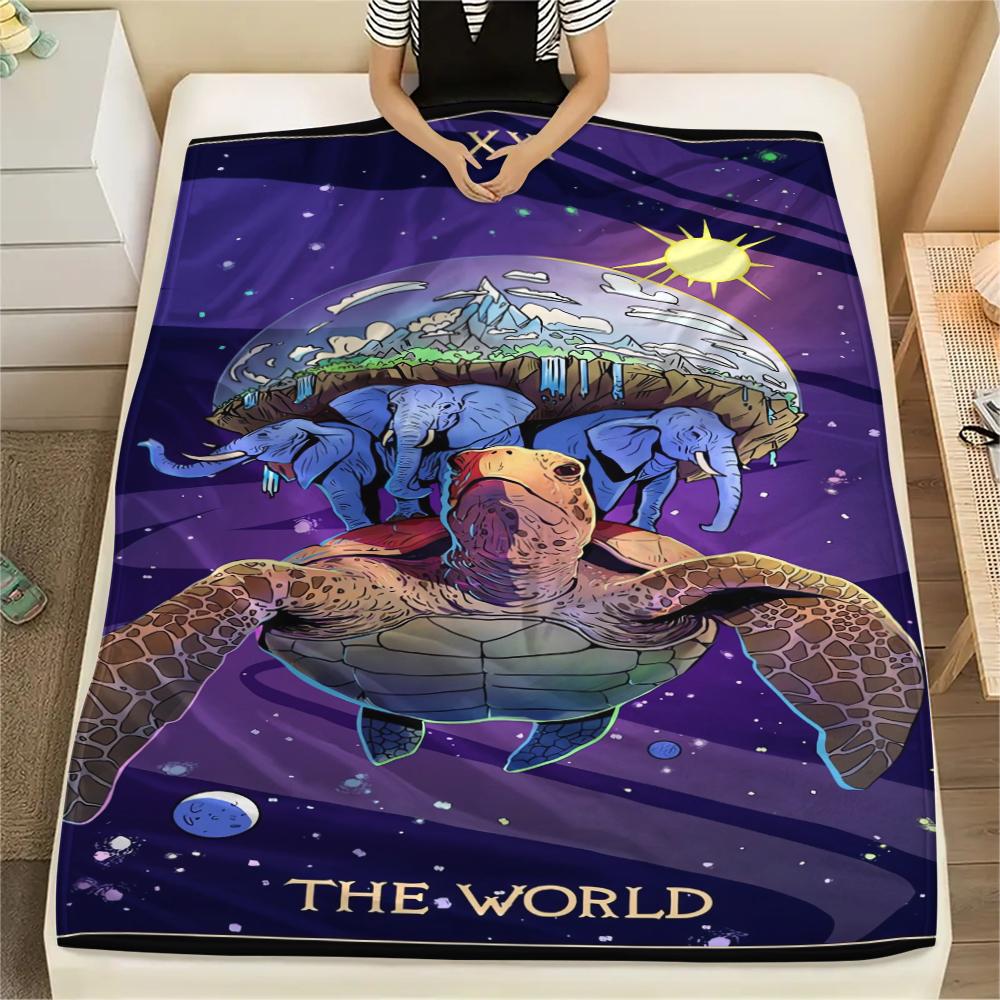 

1Pc Discworld Fantasy Print Flannel Blanket, High quality Comfortable for All Seasons, Home Decor, Warmth and Comfort, Perfect for Christmas Gifts 36 150cm x 200cm